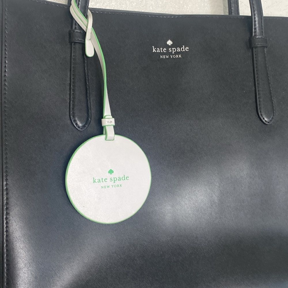 KATE SPADE Black Leather Tote Bag Size 11” x 16” x 6” approximately - Picture 2 of 10
